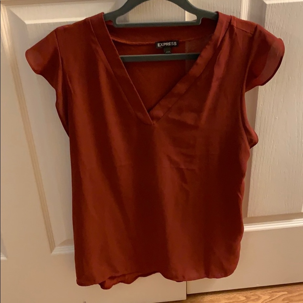 Express Short Sleeve Burnt Orange Blouse